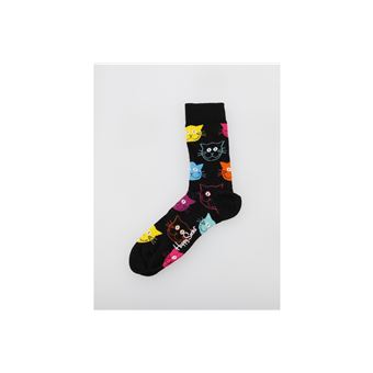 Chaussettes hautes et mi-bas Happy Socks Cat Noir Taille 36-40