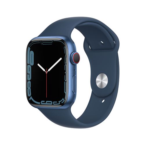Apple Watch Series 7 GPS + Cellular, boîtier Aluminium Bleu 45mm avec Bracelet Sport Bleu Abysse
