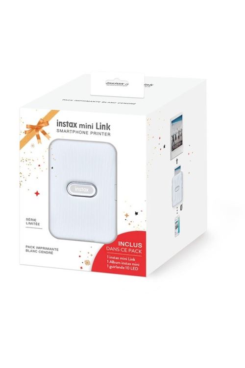 Pack Fujifilm Instax Mini Link Instant Fotoprinter Wit met 10 LED-lichtslinger en 1 Fotoalbum
