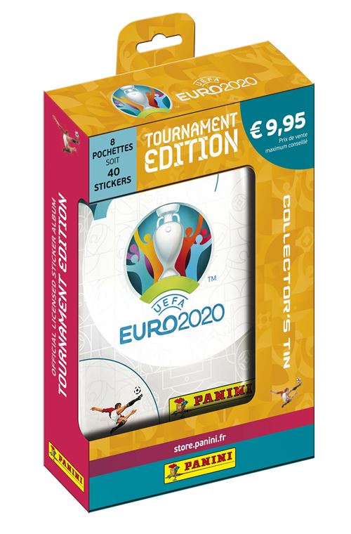 Boîte métal de 8 pochettes Panini Foot Stickers UEFA EURO 2020