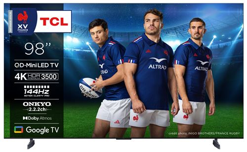 TV LED Tcl 98C89B 248 cm 4K UHD 2024 Aluminium brossé