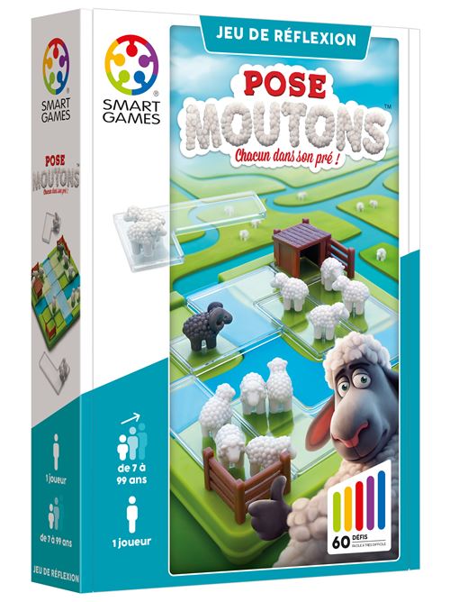 Casse-tête Smartgames Pose Moutons – 60 Défis Solo Multicolore