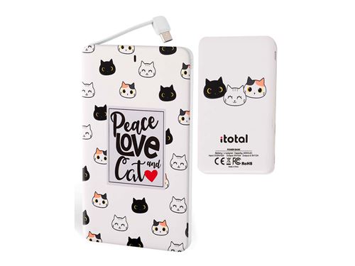 Batterie externe Itotal Power Banks Cat 4000 mAh Blanc
