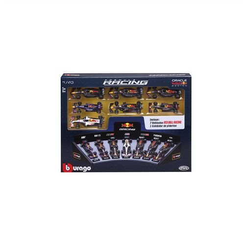 Pack de 7 véhicules Bburago Formule 1 Red Bull 1/43 avec un présentoir - Bburago