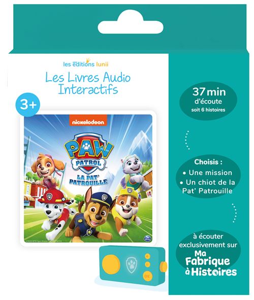 Livre Audio Interactif Lunii Pour Ma Fabrique À Histoires Paw Patrol Pat’Patrouille À La Rescousse Des Animaux