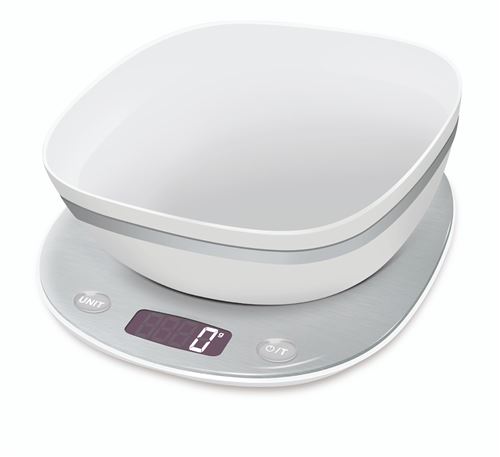 Balance De Cuisine Terraillon Macaron Avec Glacée Et Bol 15254 Inox Et Blanc