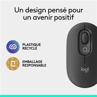 Logitech POP Mouse Graphite – Souris Sans Fil Design Et Compacte