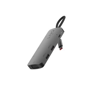 Hub USB-C LinQ Multiport 7 en 1 Pro Triple display Gris