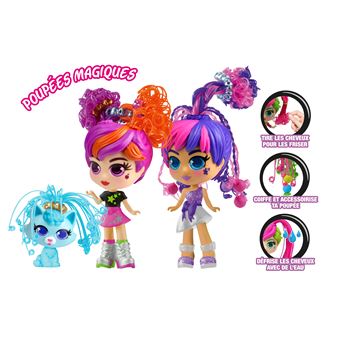 2 Poupées cheveux magiques Silverlit Curligirls et leur animal de compagnie