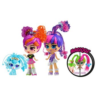 2 Poupées cheveux magiques Silverlit Curligirls et leur animal de compagnie