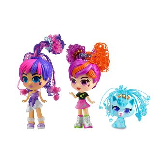 2 Poupées cheveux magiques Silverlit Curligirls et leur animal de compagnie