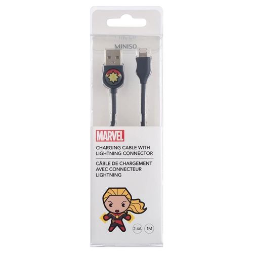 Câble de charge pour Apple Miniso Marvel Captain Marvel 1 m Noir