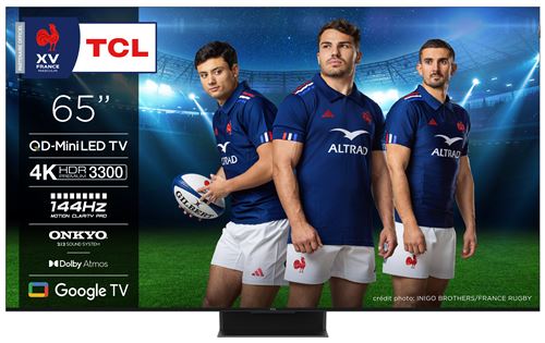 TV QD Mini-LED Tcl 65C89B 164 cm 4K UHD 2024 Aluminium brossé