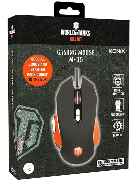 Konix Gaming Mouse World of Tanks M-35 Zwart en oranje Sniper