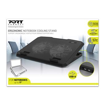 Support Port ergonomique ventilé pour ordinateurs portables jusqu’à 17" Noir