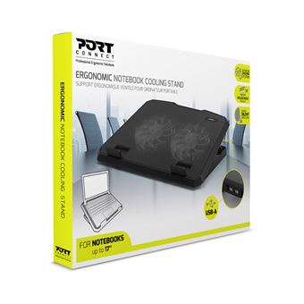 Support Port ergonomique ventilé pour ordinateurs portables jusqu’à 17" Noir