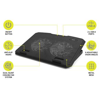 Support Port ergonomique ventilé pour ordinateurs portables jusqu’à 17" Noir