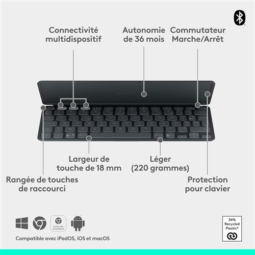 Clavier Logitech MX Keys AZERTY Reconditionné - Excellente Qualité, Compatible Apple & Windows