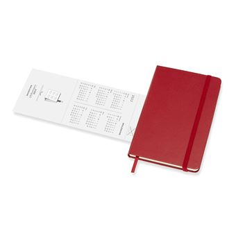 Moleskine agenda semainier de poche 2024 couverture souple - rouge écarlate