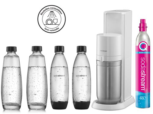 Machine à eau pétillante Sodastream DUO Blanc avec 2 carafes et 2 bouteilles Fuse