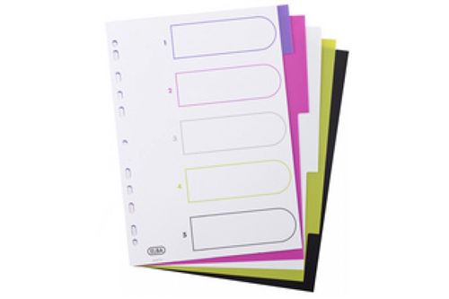 ELBA Lot de 5 Intercalaires Polypro 3/10 eme MY COLOUR 12 touches