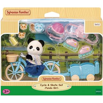 Poupée Sylvanian Families La Fille Panda, Son Velo Et Sa Remorque