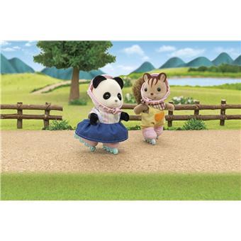 Poupée Sylvanian Families La Fille Panda, Son Velo Et Sa Remorque