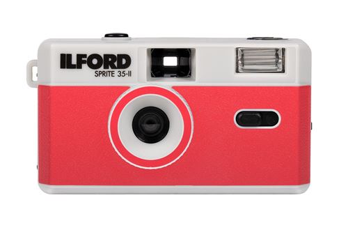 Appareil photo argentique compact 24x36 Ilford Sprite II Argent et rouge - Réutilisable
