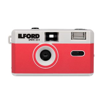 Appareil photo argentique compact 24x36 Ilford Sprite II Argent et rouge - Réutilisable