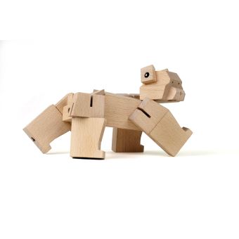 Jeu de construction Kikkerland Cube en bois articulé Ours