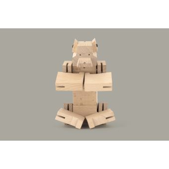 Jeu de construction Kikkerland Cube en bois articulé Ours