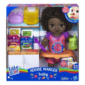 Poupée Baby Alive Adore Manger cheveux noirs - 1