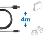 Câble de recharge type C Subsonic 4m pour accessoires Nintendo Switch Lite Noir