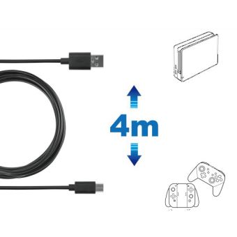 Câble de recharge type C Subsonic 4m pour accessoires Nintendo Switch Lite Noir