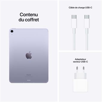 Apple iPad Air 10,9" Puce Apple M1 64 Go 5G 5ème génération 2022 Mauve