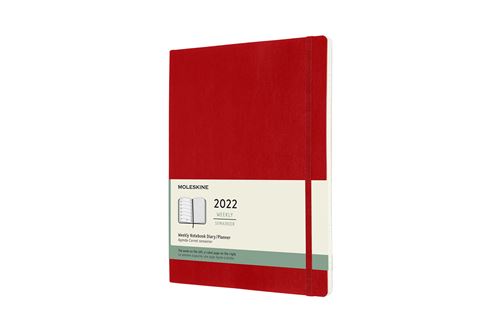 Agenda semainier Moleskine Très grand format Couverture souple 2022 Rouge Ecarlate