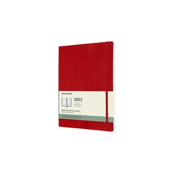 Agenda semainier Moleskine Très grand format Couverture souple 2022 Rouge Ecarlate