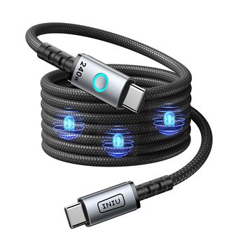 Câble magnétique Iniu Léopard USB-C vers USB-C 240 W 1.2 m Noir