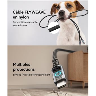 Câble magnétique Iniu Léopard USB-C vers USB-C 240 W 1.2 m Noir