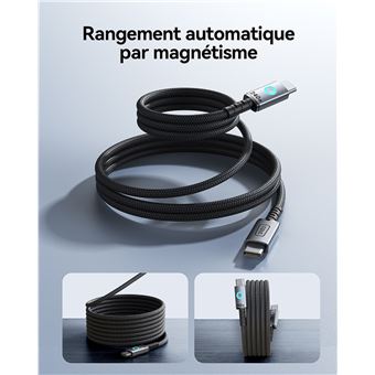 Câble magnétique Iniu Léopard USB-C vers USB-C 240 W 1.2 m Noir