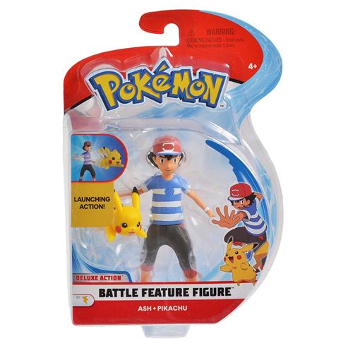 Pack de 2 figurines à fonction Pokémon Pikachu et Sacha 12 cm