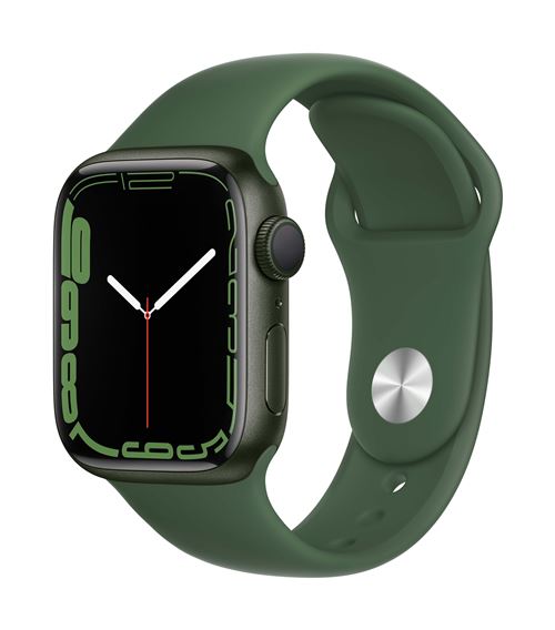 Apple Watch Series 7 GPS, boîtier Aluminium Vert 41mm avec Bracelet Sport Trèfle