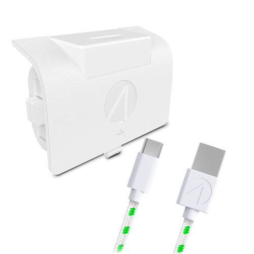 Pack Bloc Batterie Play Just For Games Stealth SX-C6 X Blanc + Charge avec câble tressé premium Blanc et Vert pour Xbox