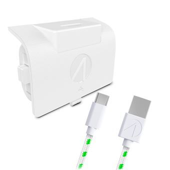 Pack Bloc Batterie Play Just For Games Stealth SX-C6 X Blanc + Charge avec câble tressé premium Blanc et Vert pour Xbox