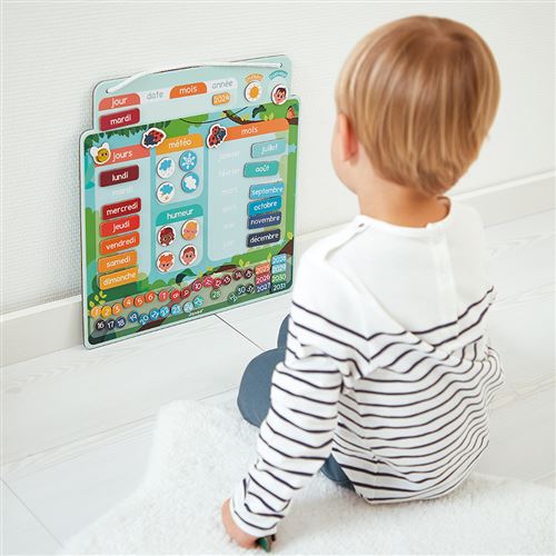 Semainier Magnétique Janod – 88 Aimants, Météo, Personnalisable – En Bois 45x45 Cm – Apprentissage Du Temps Dès 3 Ans