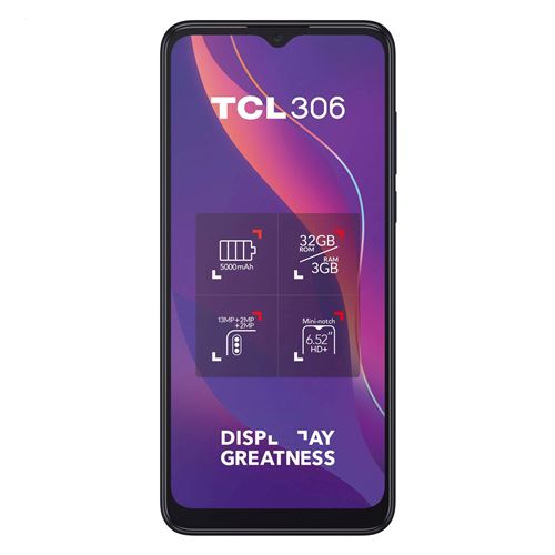 Smartphone TCL 306 6.52 Double SIM 3 Go RAM 64 Go Gris Space