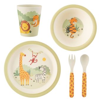 Set De Vaisselle Sass Belle En Bambou Savannah Safari Produits Bebes Fnac