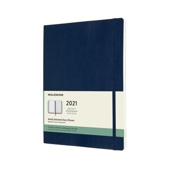 Agenda-carnet 2021 semainier Moleskine Souple très grand format Bleu