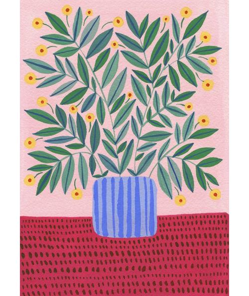 Plant on Pink Sergeant Paper