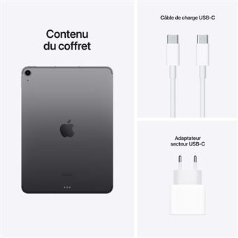 Apple iPad Air 10,9" Puce Apple M1 256 Go 5G 5ème génération 2022 Gris sidéral